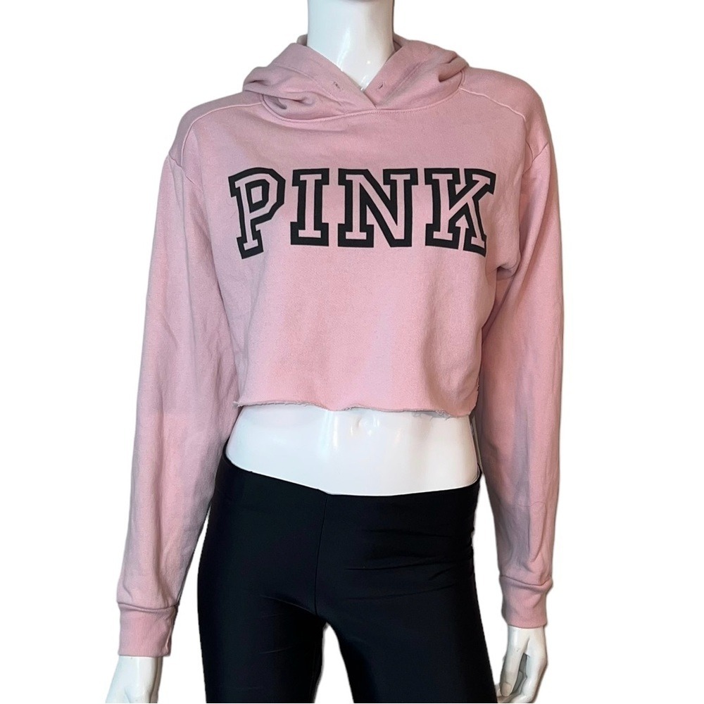 PINK‎ Victoria's Secret Crop Top Pink Pullover Hoodie Sweatshirt